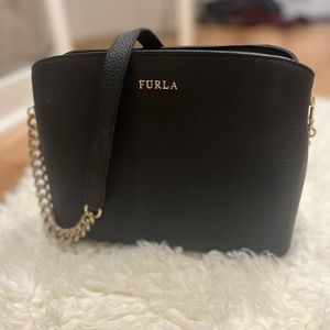Furla black leather bag